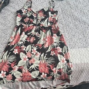 Kismet Black and Pink Floral Asymmetrical Dress